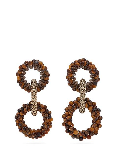 Matchesfashion.com Rosantica By Michela Panero - Carramato Beaded Drop Earrings - Womens - Brown