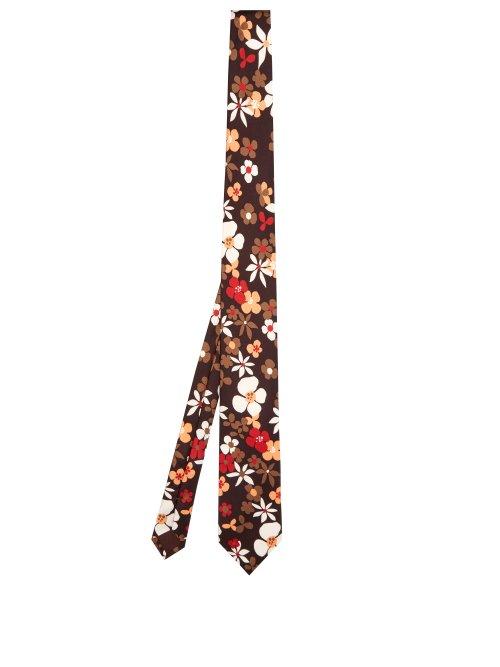 Matchesfashion.com Prada - Floral Print Silk Twill Tie - Mens - Brown Multi