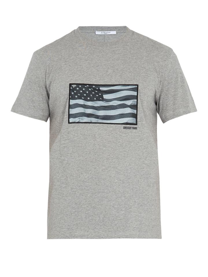 Givenchy Cuban-fit Usa Flag-appliqu Cotton T-shirt