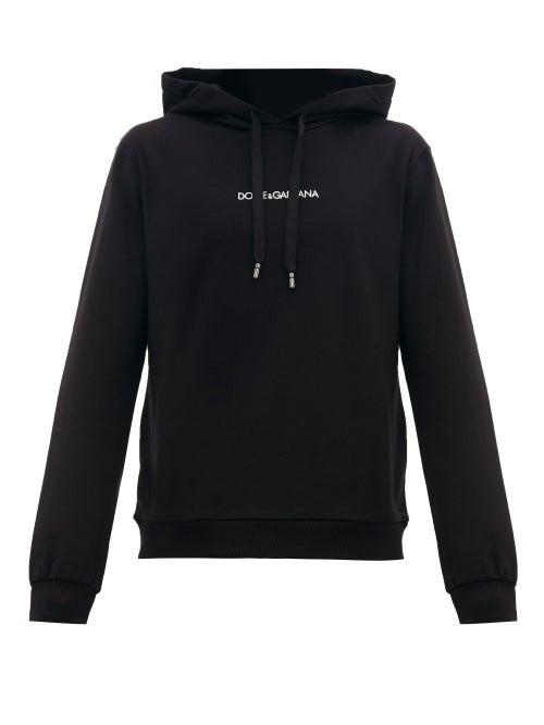 Matchesfashion.com Dolce & Gabbana - Embroidered Logo Cotton Jersey Hooded Sweatshirt - Mens - Black