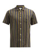 Mens Rtw Oliver Spencer - Jacquard-stripe Cotton-blend Twill Shirt - Mens - Brown