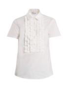 Redvalentino Point-collar Frilled-bib Cotton-blend Shirt