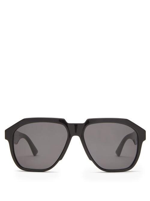 Matchesfashion.com Bottega Veneta - Oversized Acetate Sunglasses - Womens - Black