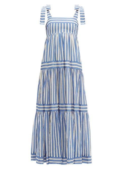 Matchesfashion.com Zimmermann - Verity Stripe & Tiered Cotton Dress - Womens - Blue White