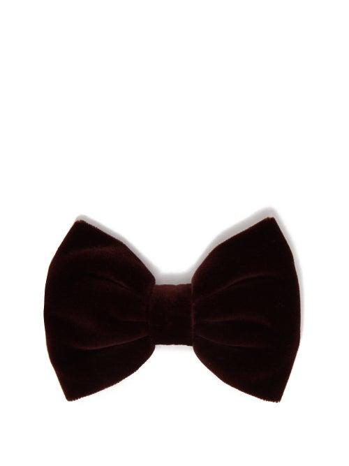 Matchesfashion.com Comme Les Loups - Seigneur Velvet Bow Tie - Mens - Burgundy