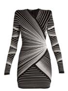 Matchesfashion.com Balmain - Striped Knit Wrap Style Mini Dress - Womens - Black White