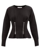 Alexander Mcqueen - Tubico Zipped-waist Stretch-knit Sweatshirt - Womens - Black