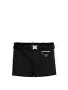 Matchesfashion.com Prada - Belted Technical Twill Swim Shorts - Mens - Black