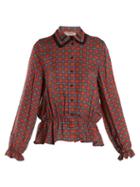 Matchesfashion.com Preen Line - Jasmine Contrast Back Checked Crepe Shirt - Womens - Red Multi