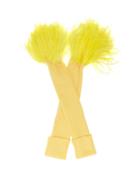 Matchesfashion.com Thebe Magugu - Feather-trimmed Wool-blend Fingerless Gloves - Womens - Yellow
