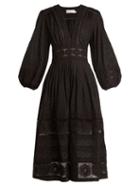 Matchesfashion.com Zimmermann - Prima Polka Dot Embroidered Cotton Dress - Womens - Black