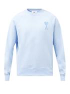 Ami - Ami De Caur-logo Cotton-jersey Sweatshirt - Mens - Light Blue