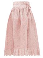 Matchesfashion.com Horror Vacui - Lydia Kitten-print Pintucked Cotton Skirt - Womens - Pink