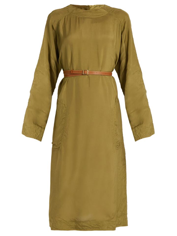 Loewe Long-sleeve Sateen Midi Dress