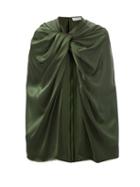 Matchesfashion.com Marina Moscone - Twist-shoulder Satin Cape - Womens - Green