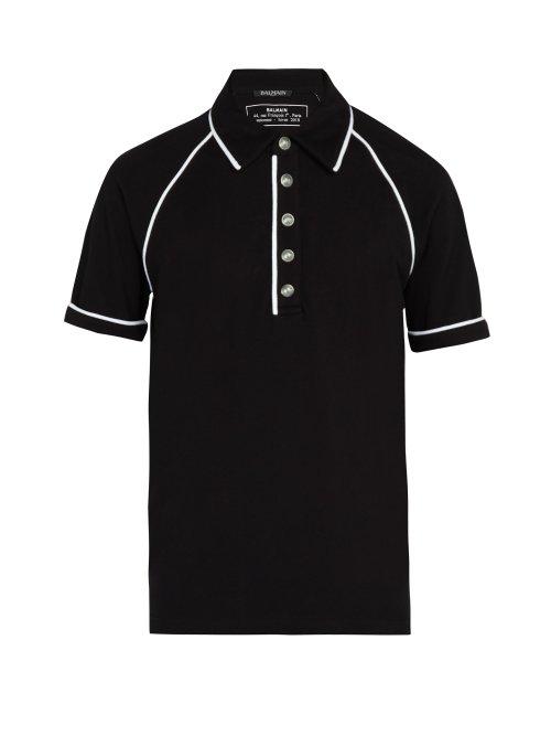 Matchesfashion.com Balmain - Cotton Piqu Polo Shirt - Mens - Black