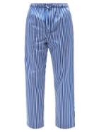 Mens Basics Derek Rose - Wellington Striped-cotton Pyjama Trousers - Mens - Blue Multi