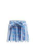 Matchesfashion.com Dodo Bar Or - Ariana Geometric Embroidered Cotton Mini Skirt - Womens - Blue Multi