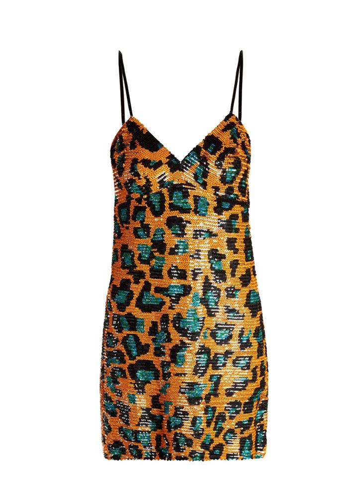 Ashish Leopard Sequin-embellished Georgette Mini Dress