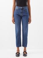 Toteme - Twisted-seam Cropped Slim-leg Jeans - Womens - Dark Blue
