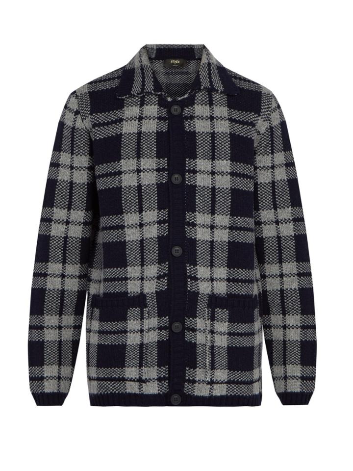Fendi Checked Wool Cardigan