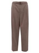 Matchesfashion.com Lemaire - Belted Twill Wide-leg Trousers - Mens - Brown