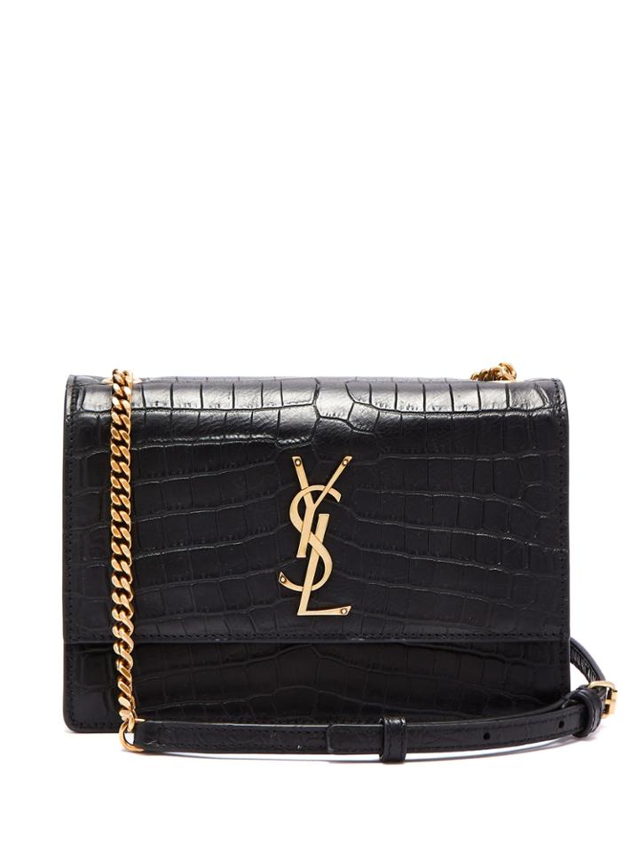 Saint Laurent Sunset Small Crocodile-effect Leather Bag