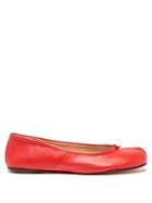 Maison Margiela - Tabi Split-toe Leather Ballet Flats - Womens - Red