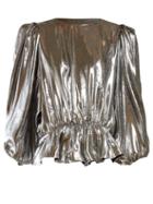 Matchesfashion.com Isabel Marant - Kyama Draped Back Metallic Crepe Top - Womens - Silver