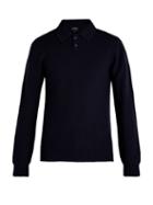 Matchesfashion.com A.p.c. - Guitry Wool Blend Long Sleeved Polo Shirt - Mens - Navy