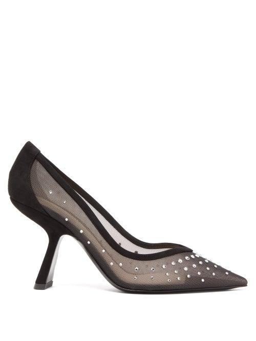 Matchesfashion.com Nicholas Kirkwood - Lexi Crystal-embellished Mesh Pumps - Womens - Black