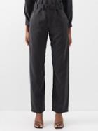 Lemaire - High-waist Belted Silk-blend Trousers - Womens - Black