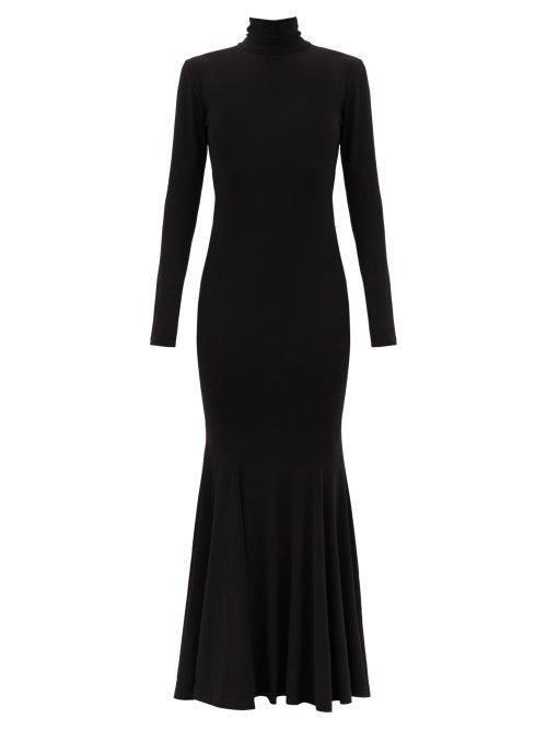 Matchesfashion.com Norma Kamali - Fishtail-hem Cutout-jersey Maxi Dress - Womens - Black