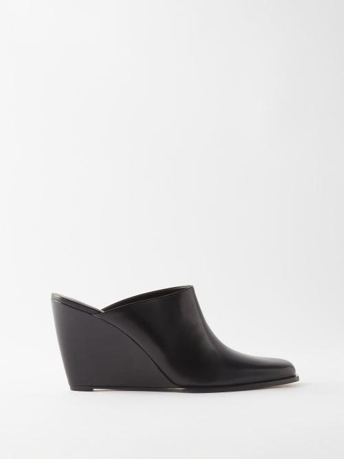 Wandler - Gaia 95 Leather Wedge-heel Mules - Womens - Black