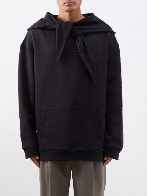 Raf Simons - Knot-front Cotton-jersey Hooded Sweatshirt - Mens - Black