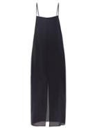Ladies Rtw Raey - Thin-strap Silk Crepe-de-chine Slip Dress - Womens - Dark Navy