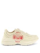 Matchesfashion.com Gucci - Rhyton Gg-disc Leather Trainers - Mens - Beige Multi