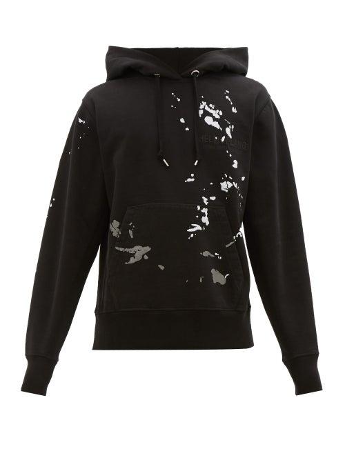 Matchesfashion.com Helmut Lang - Paint Print Logo Embroidered Cotton Sweatshirt - Mens - Black
