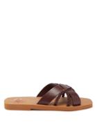 Matchesfashion.com Chlo - Woody Crossover-strap Leather Slides - Womens - Dark Brown