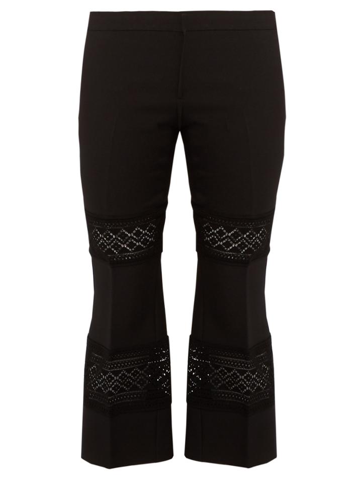 Alexander Mcqueen Lace-insert Wool-blend Cropped Trousers