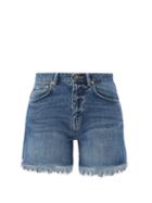 Raey - Comet Mid-rise Organic Cotton-blend Denim Shorts - Womens - Dark Blue