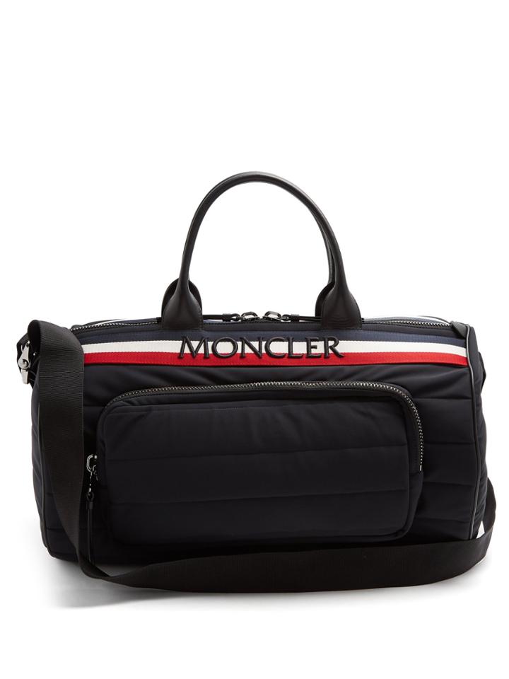 Moncler Striped Logo-embroidered Quilted-nylon Holdall