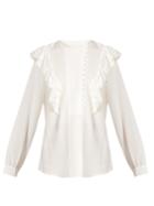 Rebecca Taylor Ruffle-trimmed Silk Crepe De Chine Blouse