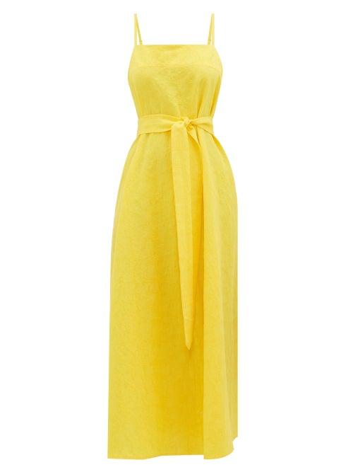 Matchesfashion.com Mara Hoffman - Philomena Belted Cotton-blend Slip Dress - Womens - Yellow