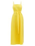 Matchesfashion.com Mara Hoffman - Philomena Belted Cotton-blend Slip Dress - Womens - Yellow