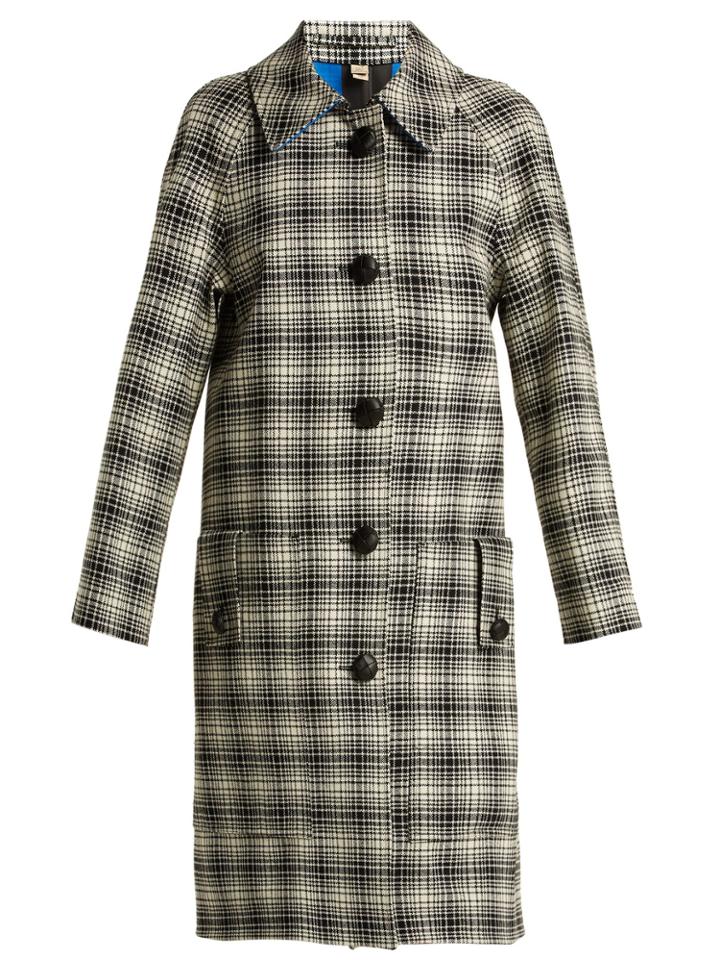 Burberry Walkden Houndstooth A-line Wool Coat
