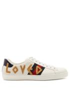 Matchesfashion.com Gucci - New Ace Embroidered Leather Trainers - Mens - White Multi