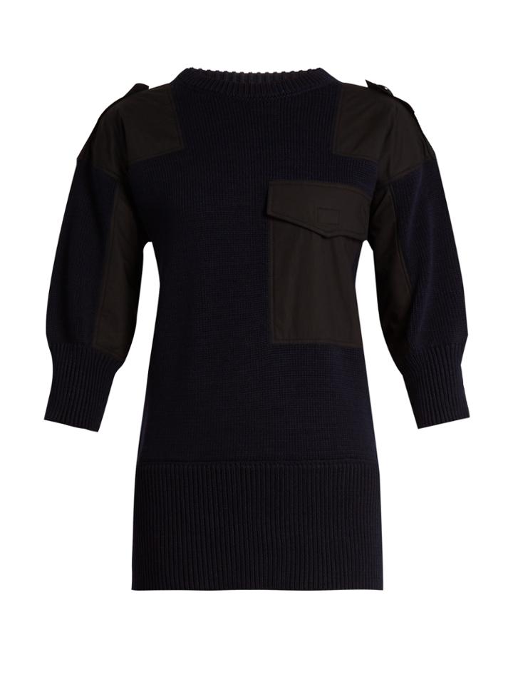 Marni Contrast-panel Ribbed-knit Cotton Sweater