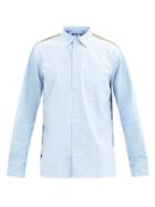 Matchesfashion.com Junya Watanabe - Check-panel Cotton-chambray Shirt - Mens - Blue Multi