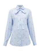 Matchesfashion.com Gucci - Strawberry Fil Coup Cotton Oxford Shirt - Womens - Blue Multi